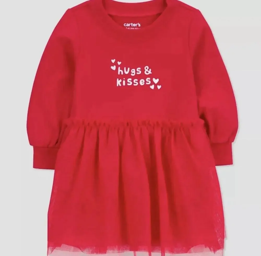 Carter's Just One You Hugs & Kisses Red Tutu Dress One Piece Bodysuit 6M
